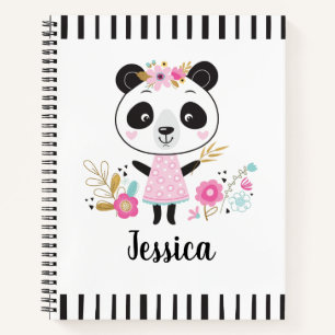 Personalised Cute Pink Panda Notebook