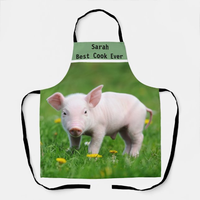 Personalised Cute Pink Piglet Apron (Front)