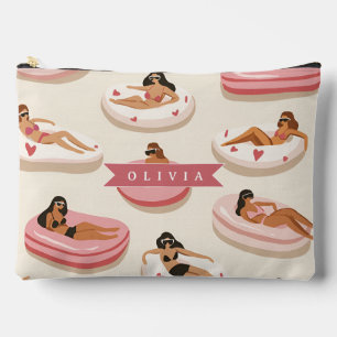 Personalised Cute Pink Pool Float Summer Aesthetic Accessory Pouch