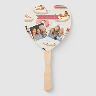 Personalised Cute Pink Pool Float Summer Aesthetic Hand Fan