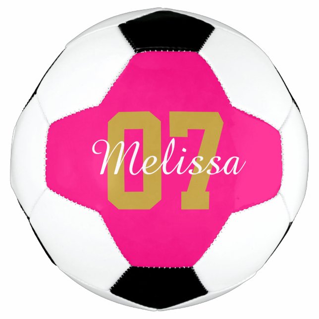 Personalised Cute Pink Soccer Ball (Front)