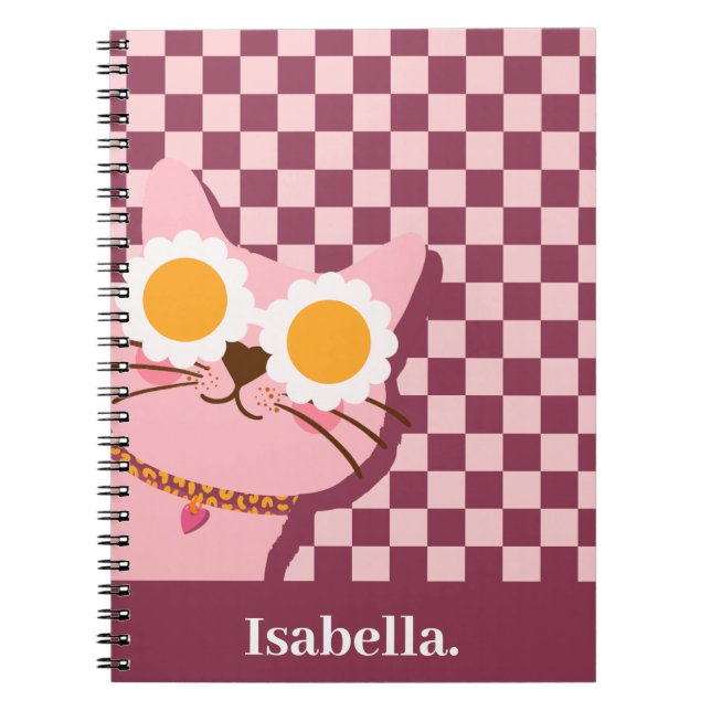 Personalised Cute Pink Spiral Notebook (Front)