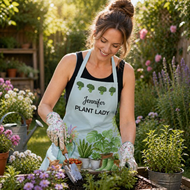 Personalised cute Plant Lady garden Apron (Personalized cute Plant Lady garden Apron. You can add your own name to personalize. For gardeners.)