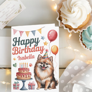 Personalised Cute Pomeranian Dog Birthday Card