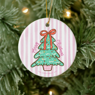 Personalised Cute Preppy Christmas Tree Ceramic Tree Decoration
