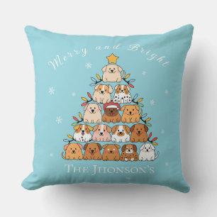 Personalised cute puppies Christmas tree dog lover Cushion