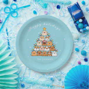 Personalised cute puppies Christmas tree dog lover Paper Plate
