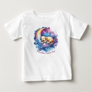 Personalised Cute Puppy Dog Sleeping on Half Moon Baby T-Shirt