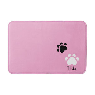 Personalised Cute Puppy Heart Paws  Bath Mat