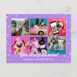 Personalised Cute Purple Hearts Photo Stylish Postcard