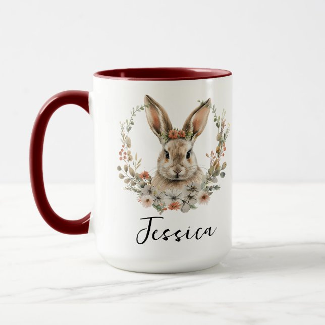 Personalised Cute Rabbit | Adorable Bunny Animal Mug (Left)
