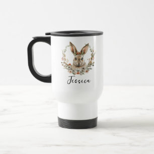 Personalised Cute Rabbit   Adorable Bunny Animal Travel Mug