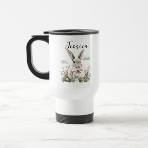 Personalised Cute Rabbit   Adorable Bunny Animal Travel Mug
