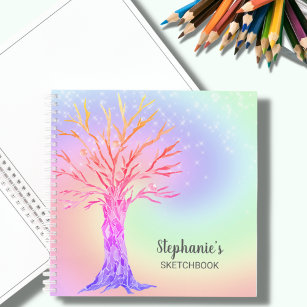 Personalised Cute Rainbow Sparkles Sketchbook Notebook