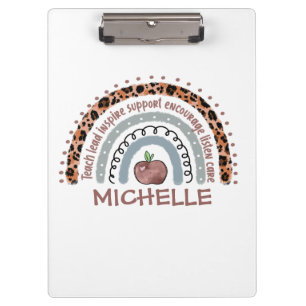 Personalised Cute Rainbow Teacher   Custom Name Clipboard