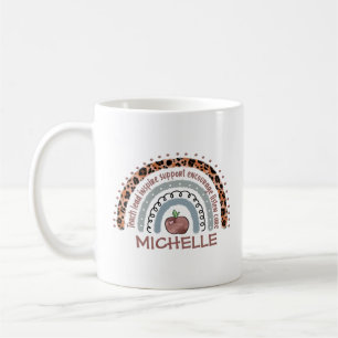 Personalised Cute Rainbow Teacher   Custom Name Coffee Mug