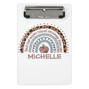 Personalised Cute Rainbow Teacher Custom Name Mini Clipboard