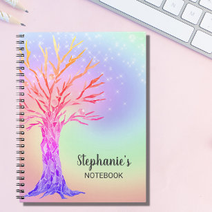 Personalised Cute Rainbow Tree Notebook