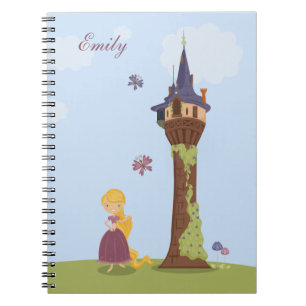 Personalised cute rapunzel and tower notebook