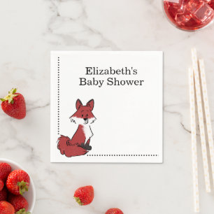 Personalised Cute Red Fox Baby Shower Napkin