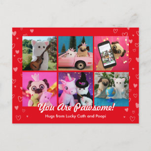  Personalised Cute Red Stylish Hearts Photo Postcard