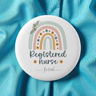 Personalised Cute Registered Nurse With Name 6 Cm Round Badge