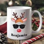 Personalised Cute Reindeer Boy Christmas  Coffee Mug<br><div class="desc">Sip in Style with this Personalised Reindeer Christmas Mug. This cute girl reindeer Christmas coffee mug is the perfect personalised gift for kids, friends, and coworkers this holiday season. With a name of your choice etched on it, it's a delightful way to sip on hot chocolate, coffee, or any winter...</div>