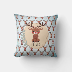 Personalised Cute Reindeer Pattern Cushion