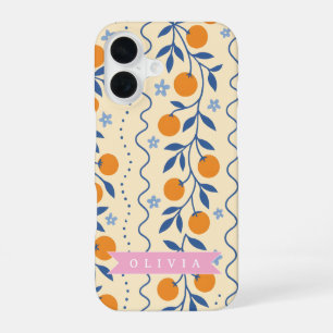 Personalised cute retro citrus folk pattern iPhone 16 case