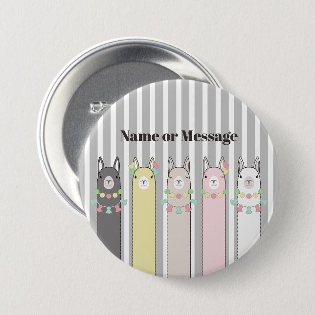 Personalised Cute Retro Colourful Llamas 7.5 Cm Round Badge (Front & Back)