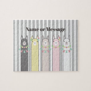 Personalised Cute Retro Colourful Llamas Kids Jigsaw Puzzle
