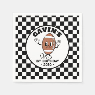 Personalised Cute Retro Football Birthday Party Napkin