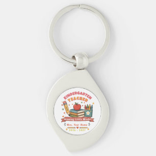 Personalised Cute Retro Kindergarten Teacher Gift Key Ring
