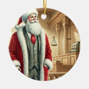 Personalised Cute Santa as an Attorney Ceramic Tree Decoration