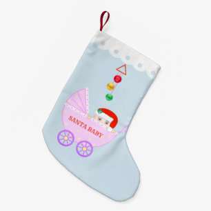 Personalised Cute Santa Baby Small Christmas Stocking