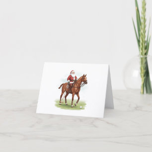 Personalised Cute Santa Playing Horse Polo Card