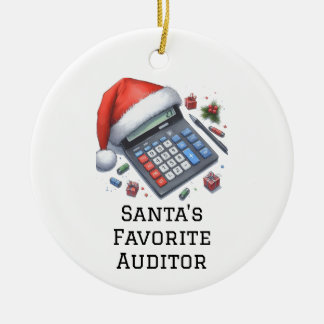 Personalised Cute Santa's Favourite Auditor Ceramic Tree Decoration