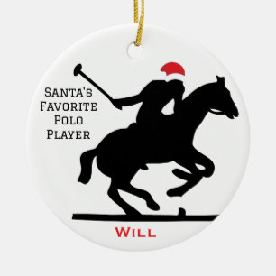 Personalised Cute Santa's Favourite Horse Polo  Ceramic Tree Decoration