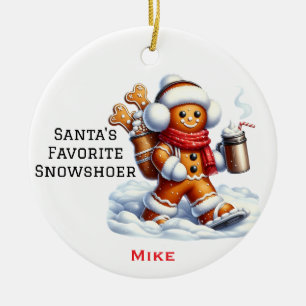 Personalised Cute Santa's Favourite Snowshoer Ceramic Tree Decoration