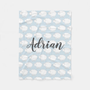 Personalised cute sheep fleece blanket for kids