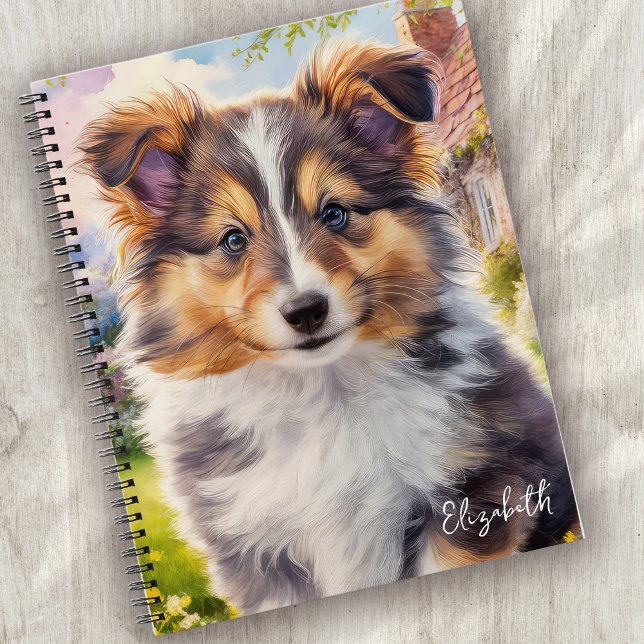 Personalised Cute Sheltie Puppy Dog Notebook (Creator Uploaded)