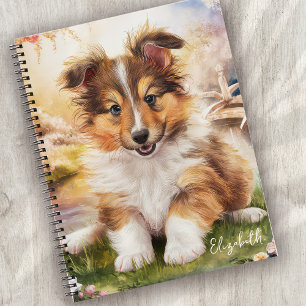 Personalised Cute Sheltie Puppy Dog Notebook