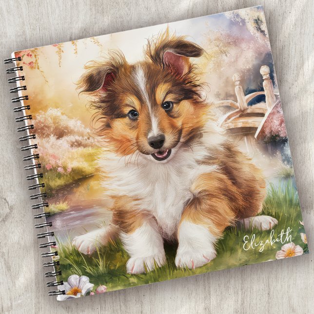 Personalised Cute Sheltie Puppy Dog Notebook (Creator Uploaded)