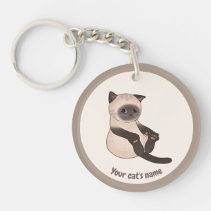 Personalised Cute Siamese Cat Lover Keychain