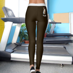 Personalised Cute Siamese Cat Pet Photo Name Brown Leggings