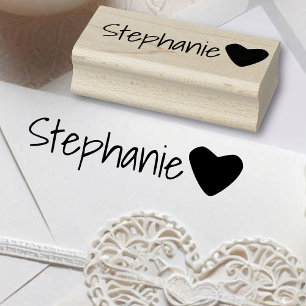 Personalised Cute Simple Heart Name Custom Word  Rubber Stamp
