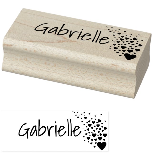 Personalised Cute Simple Love Hearts Name Custom Rubber Stamp (Creator Uploaded)