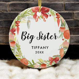 Personalised Cute Sister Gift   Big Sister Photo Ceramic Tree Decoration