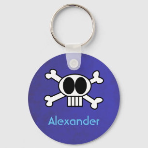 Personalised Cute Skull and Crossbones Key Ring