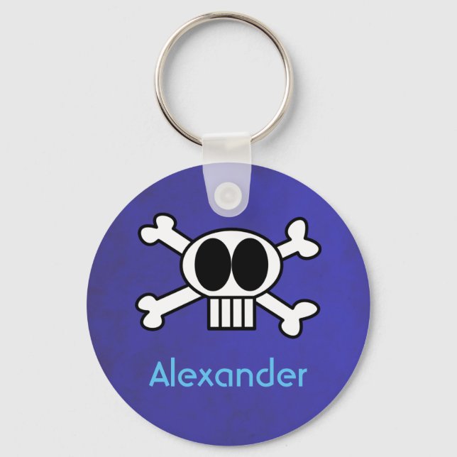 Personalised Cute Skull and Crossbones Key Ring (Front)